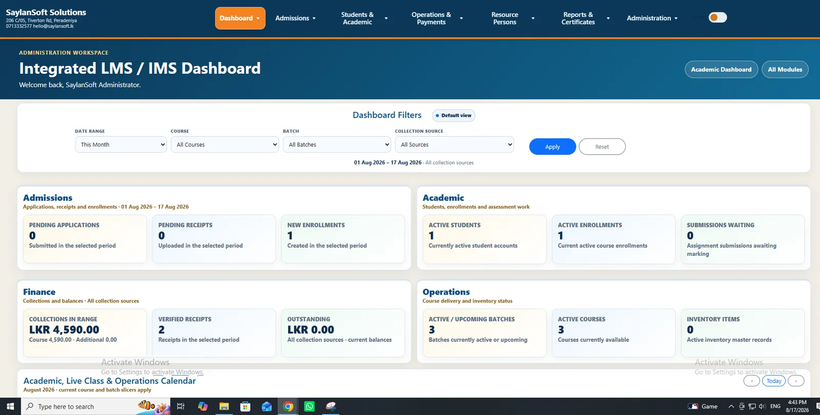 Administration Dashboard